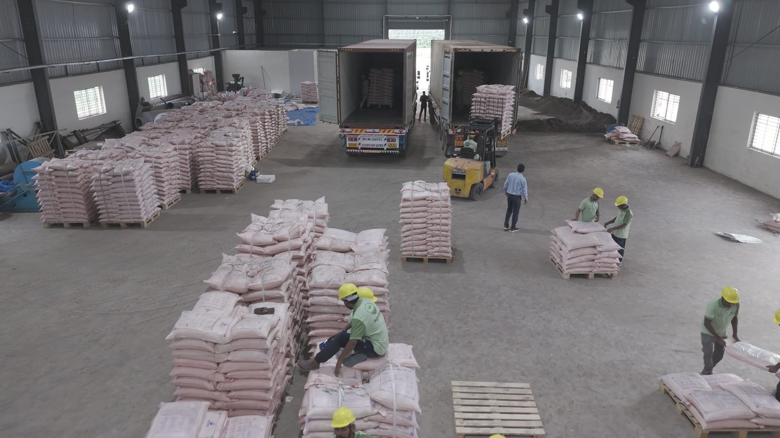 Packaged bags palletized for export